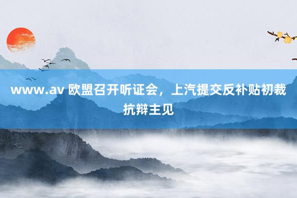 www.av 欧盟召开听证会，上汽提交反补贴初裁抗辩主见