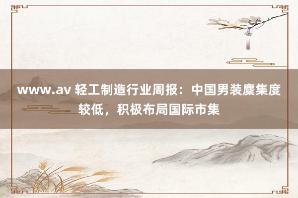 www.av 轻工制造行业周报：中国男装麇集度较低，积极布局国际市集