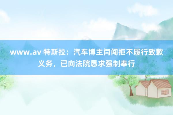 www.av 特斯拉：汽车博主闫闯拒不履行致歉义务，已向法院恳求强制奉行