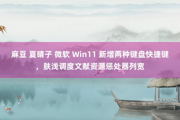 麻豆 夏晴子 微软 Win11 新增两种键盘快捷键，肤浅调度文献资源惩处器列宽