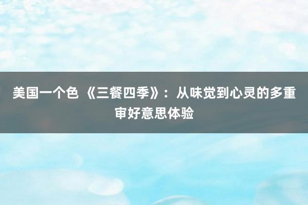 美国一个色 《三餐四季》：从味觉到心灵的多重审好意思体验